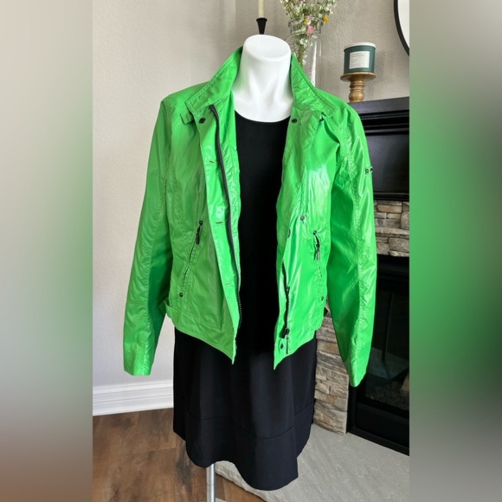 Frieda and Freddie's‎ Women's Size 44 (US 10) Lime Green Black Moto Jacket